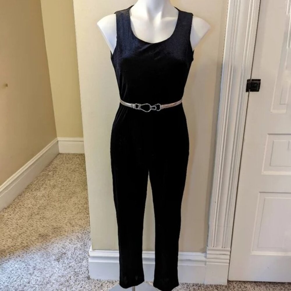 Vintage DJ Summers black velvet jumpsuit size medium (WITHOUT BELT)